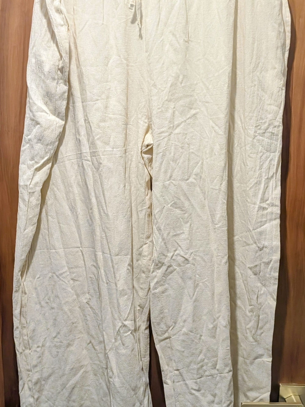 Relaxed Cream Wide-Leg Jumpsuit with Drawstring Waist